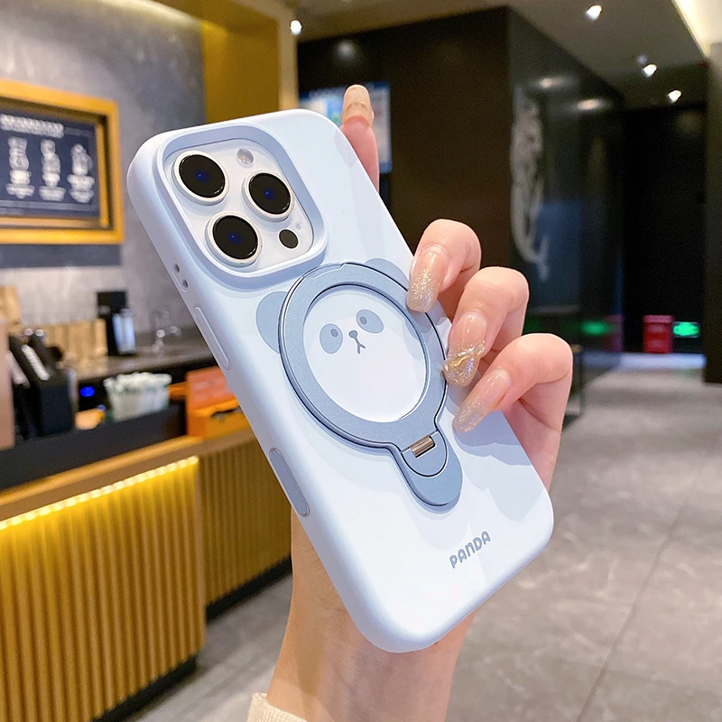 创意ins可爱熊猫适用苹果16promax手机壳新款iPhone16pro液态硅胶