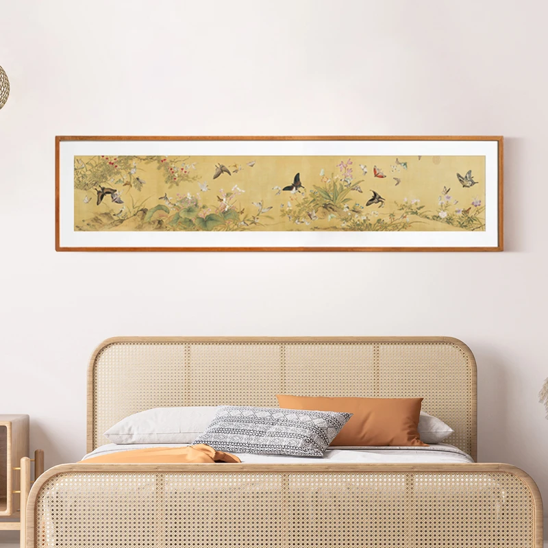 中式装饰画《百蝶图》实木榫卯卧室床头挂画茶室书房国画装饰画