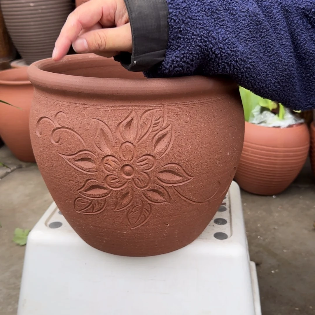 紫砂花盆口28高25宜兴紫砂