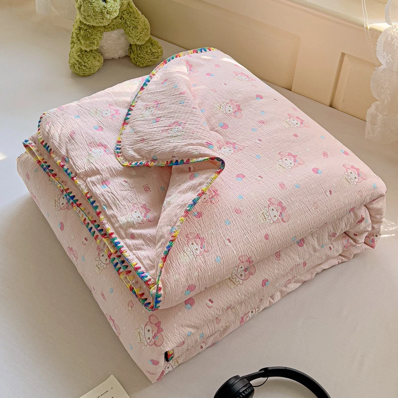 花边双层纱空调被夏季夏凉被单人宿舍学生薄被子非纯棉全棉可机洗