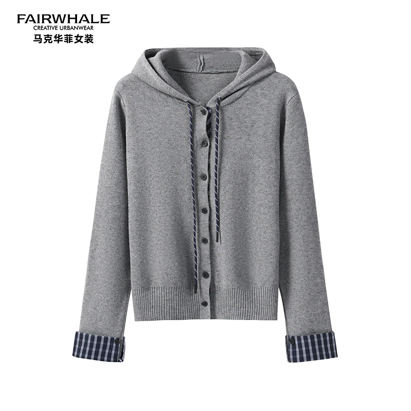 马克华菲秋季女装衬衫连帽气质时尚安迪绒针织衫 F53004A653