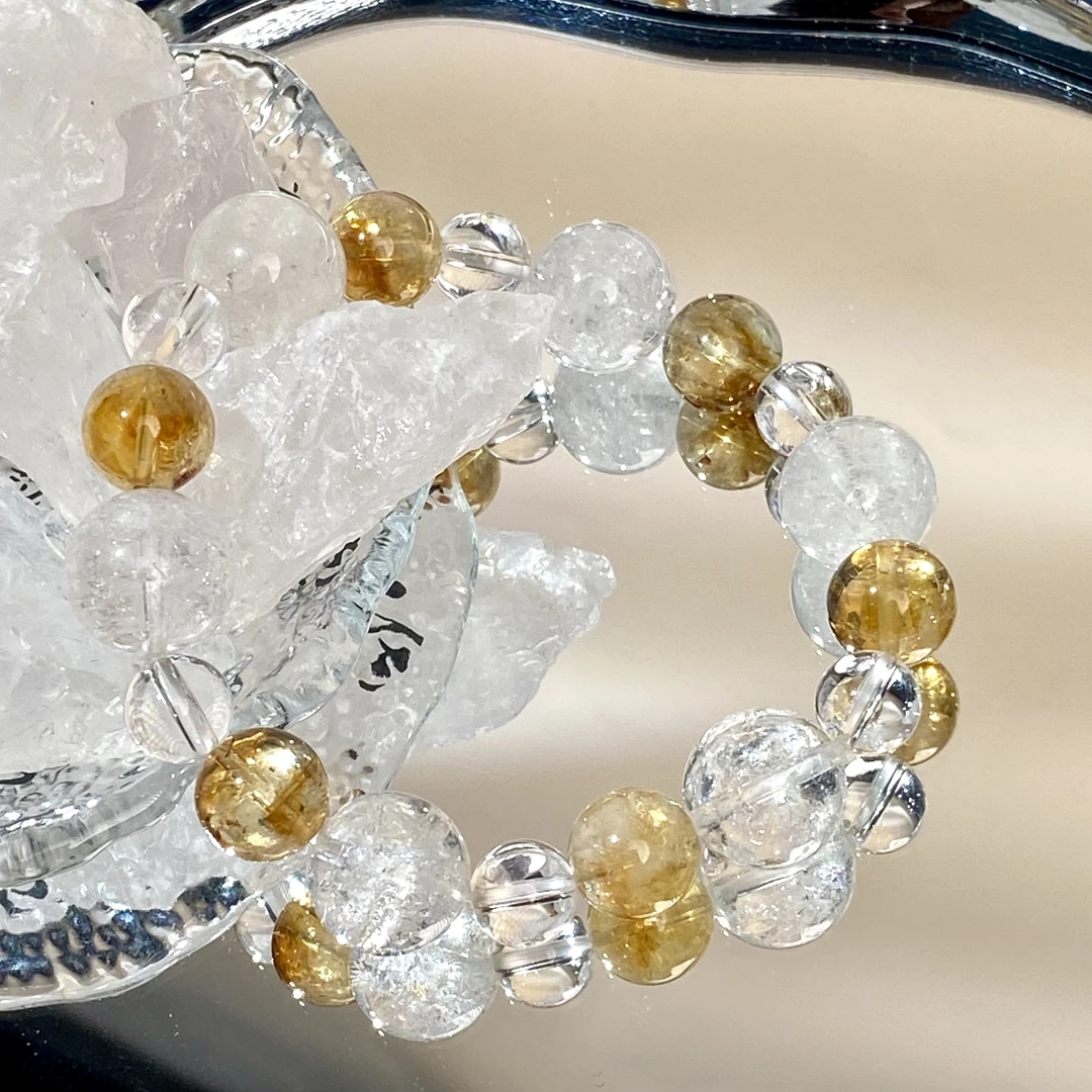 【日照金山】白水晶+黄塔金招财转运情绪清负能收藏级多样化