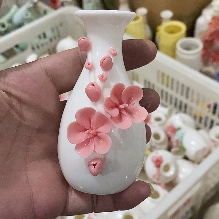 瓷片纯手工陶瓷花摆件1瑕