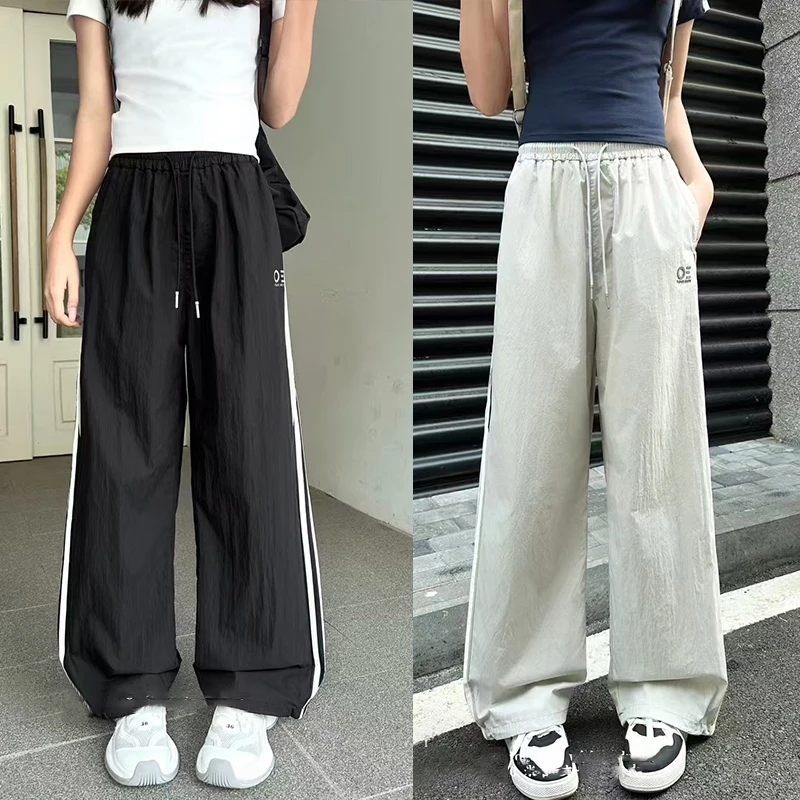 夏季超薄休闲裤2025新款女童中大童时尚百搭直筒裤轻薄透气运动裤