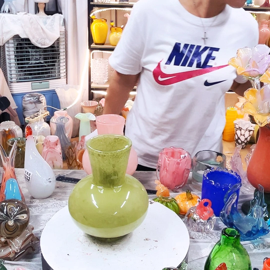 琉璃绿瓶家悦花瓶摆件不完美