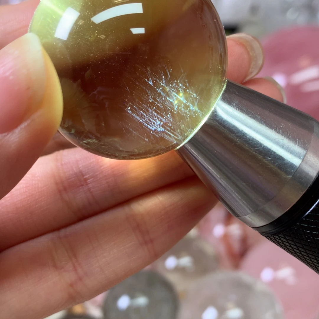 水晶珠宝半成品未镶嵌黄水晶蓝针球