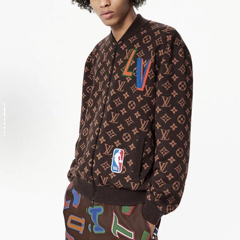 95新 LouisVuitton/路易威登 7364/x NBA 联名款满印针织夹克/L码