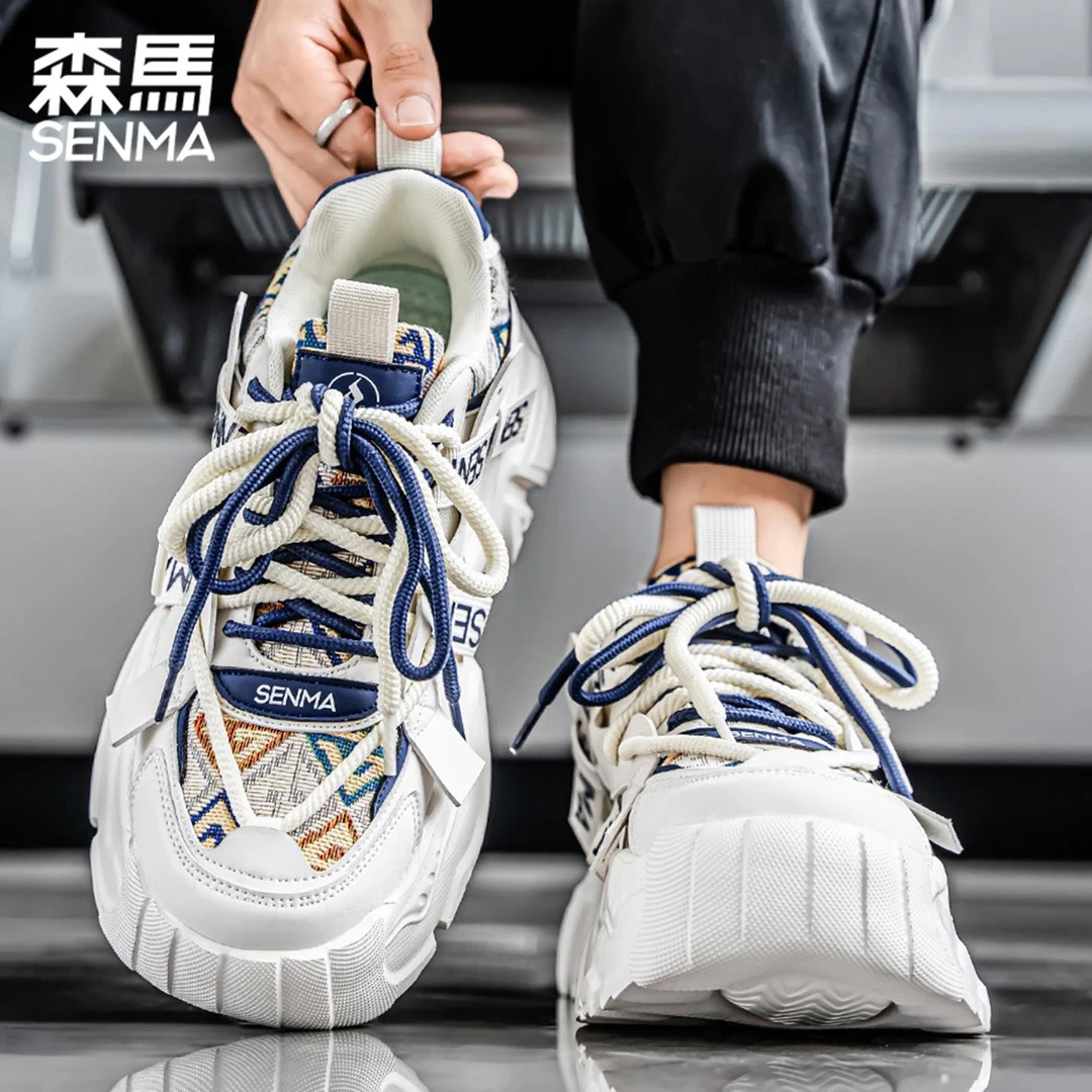 森马男鞋2025新款秋季青少年初中学生国潮运动厚底增高小白老爹鞋