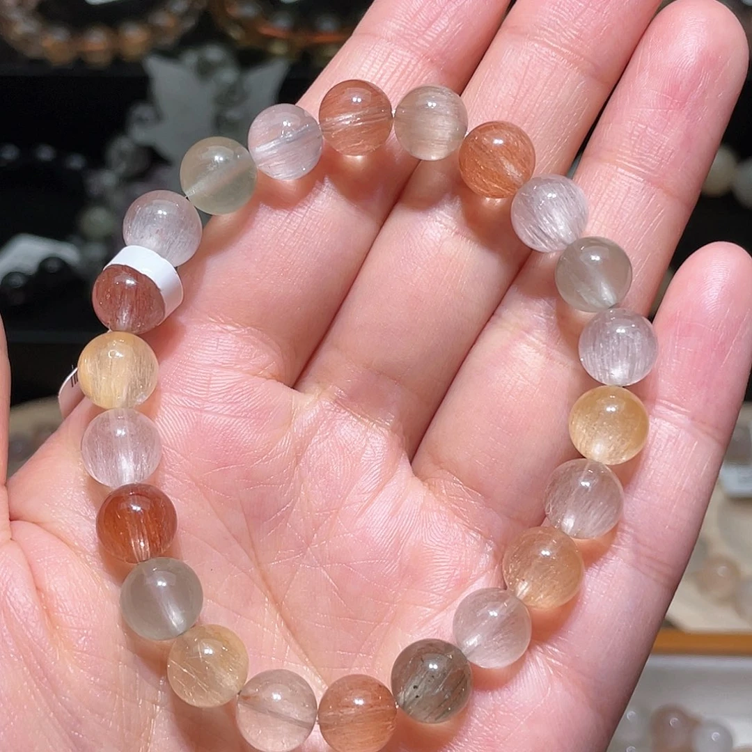 水晶手链未镶嵌兔毛手链，晶体通透