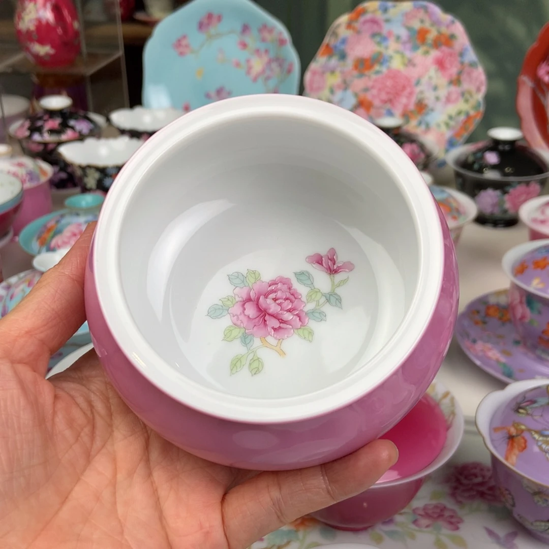 玲***i陶胭脂红内绘牡丹花头大一些