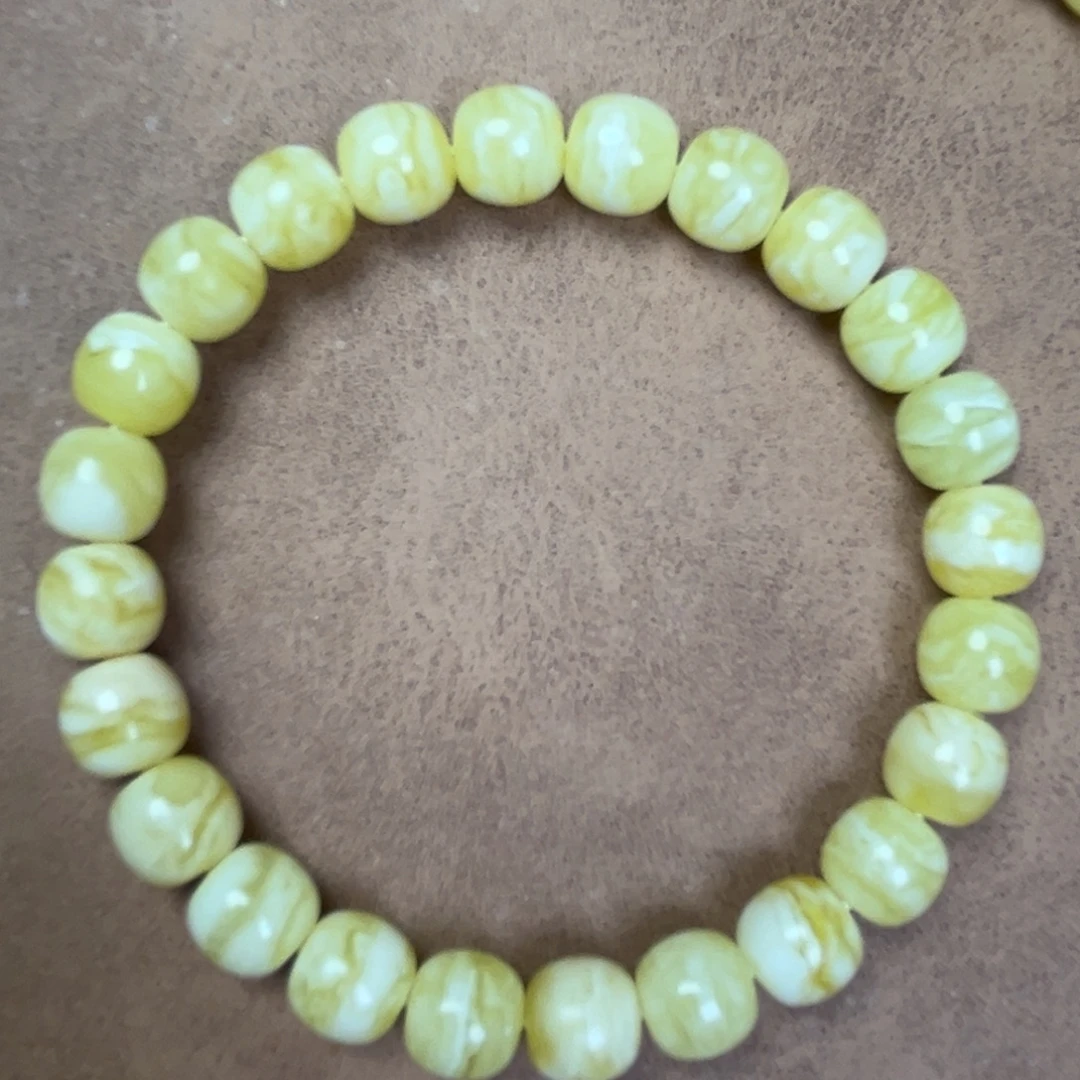 蜜蜡未镶嵌手串纯天然俄料瓷白花虎皮极限弧高桩9*8.5腕口18+