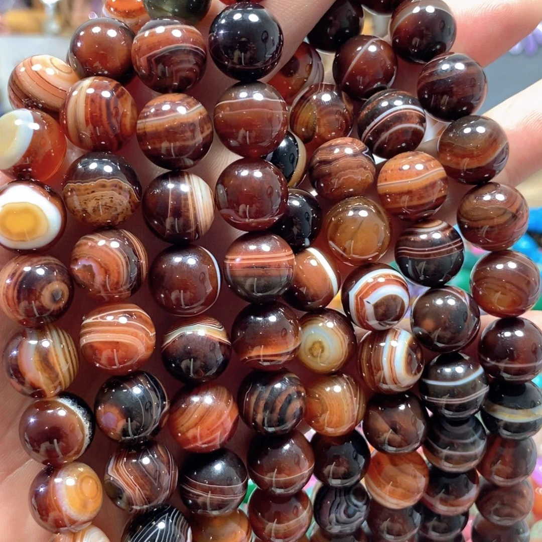 玛瑙/玉髓合金珠宝半成品黑金缠丝玛瑙一条卡14mm
