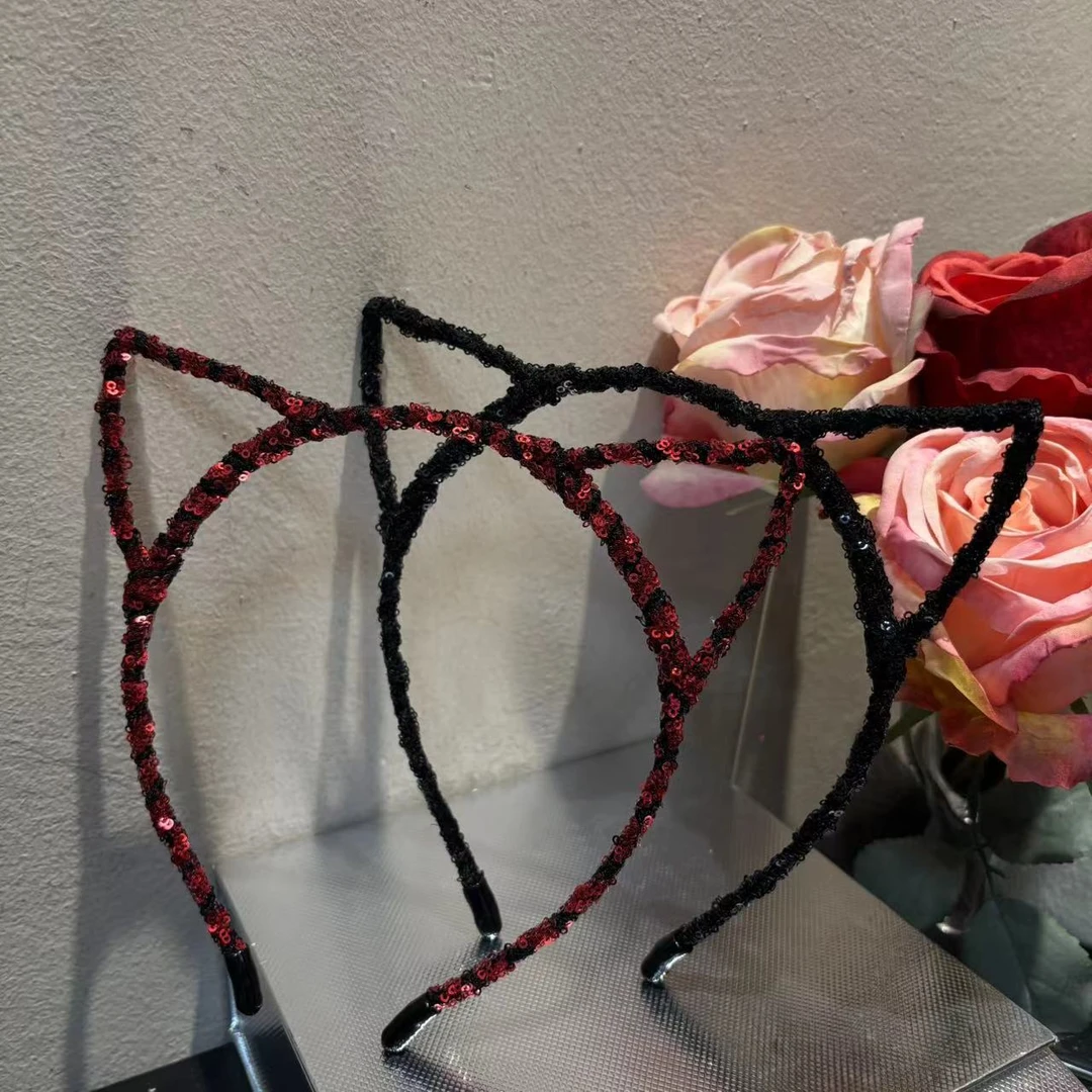 东大门亮片猫耳发箍f152