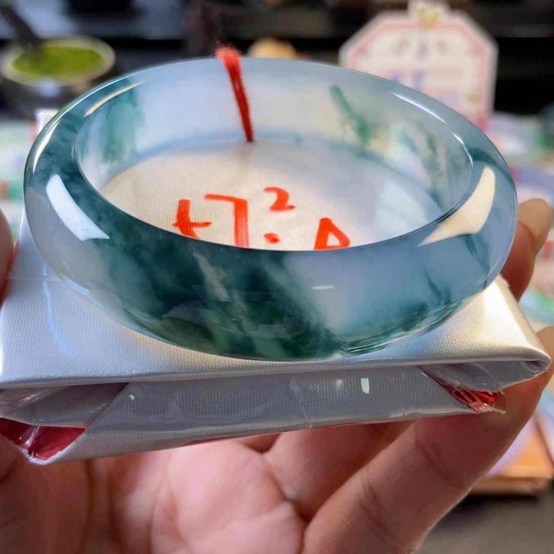 翡翠未镶嵌手镯26贵气宽版老料飘花