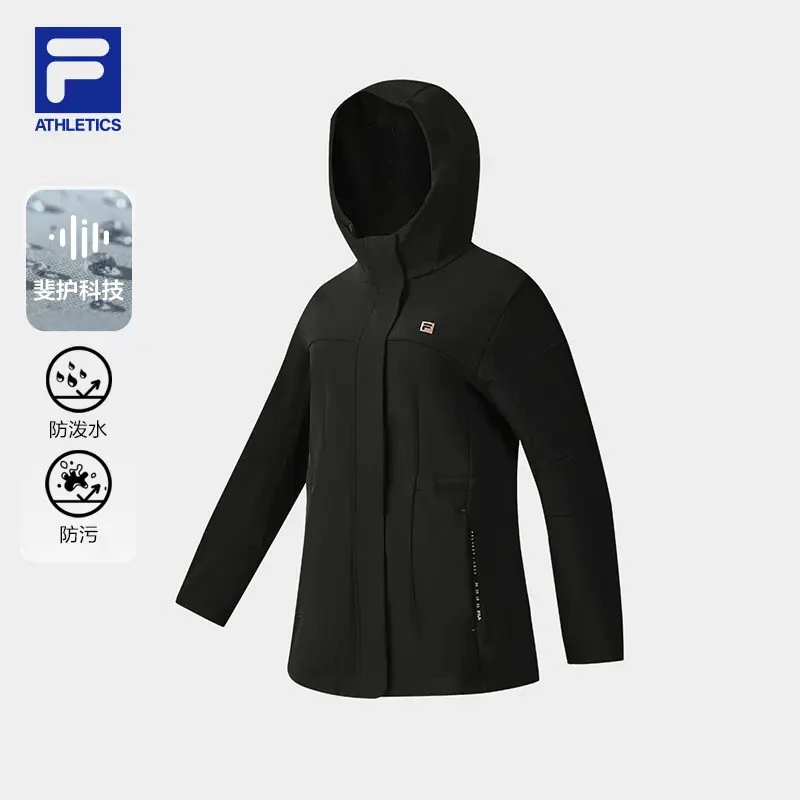 Fila/斐乐女冬季梭织外套【收腰显瘦】中长款加绒连帽A61W541706F