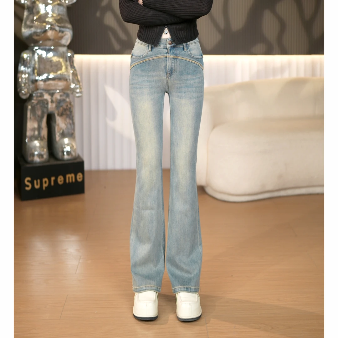 【蜜桃臀】春秋款高腰提臀显瘦微喇牛仔裤女时尚百搭紧身喇叭裤3218