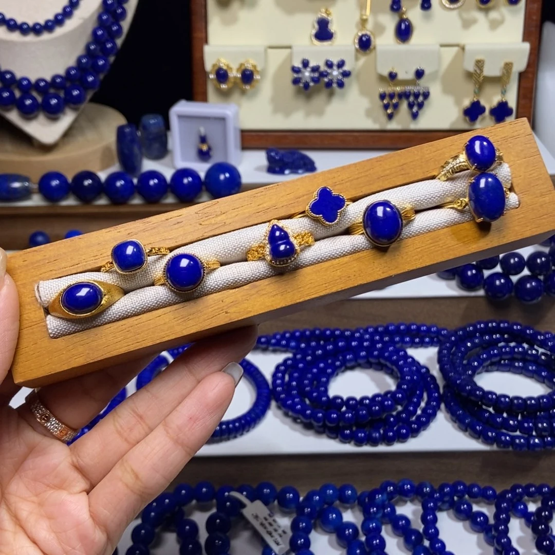 青金石银S925镶嵌戒指多样性发其一 下单备注款式