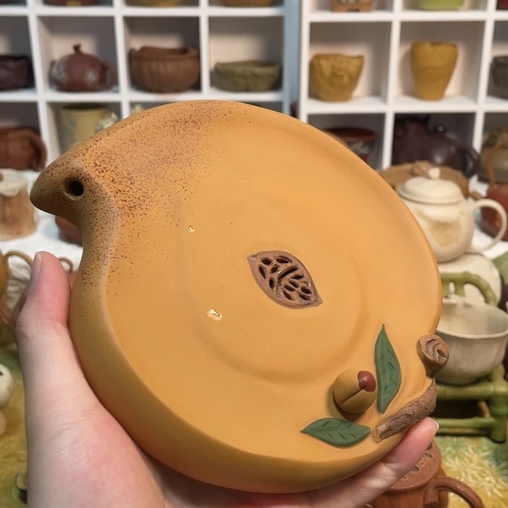 轻***阳紫砂茶宠桃子壶承