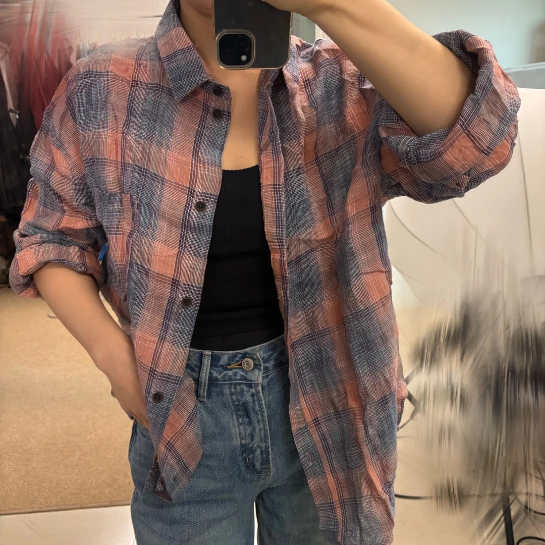 8652新款格子衬衫  品牌剪标款介意慎拍 长度63胸围120左右