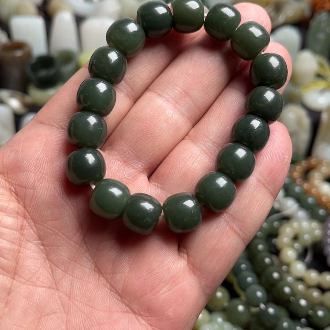 和田玉未镶嵌套链和田玉卡12手串