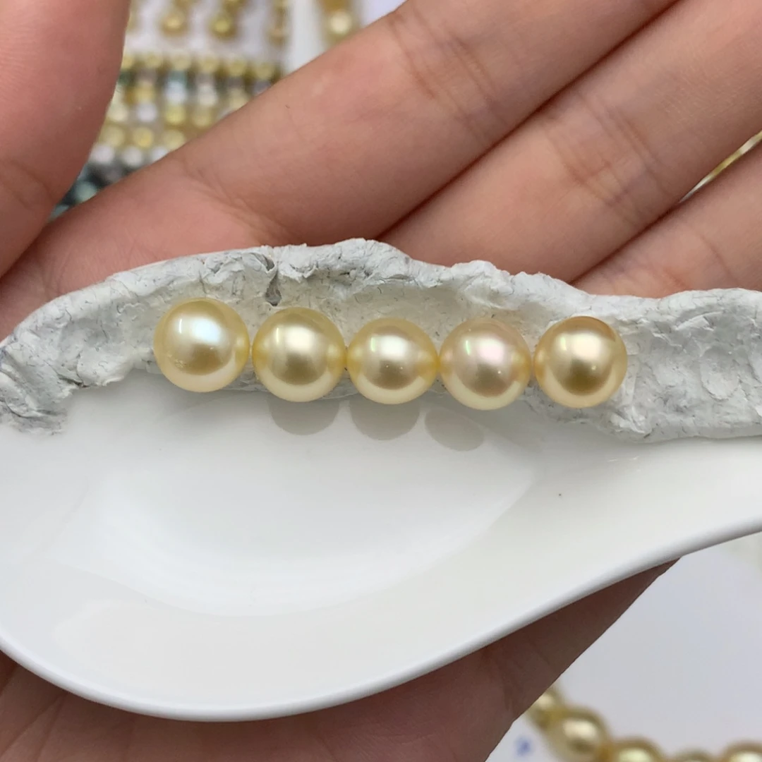 海水珍珠裸珠5颗小金豆金珠