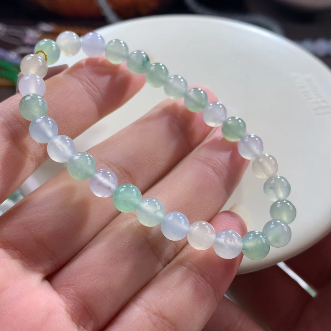 翡翠未镶嵌手链闭眼拍•宠粉大漏•冰胶底清新淡雅多宝卡6.50+