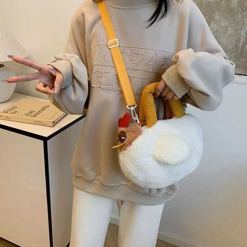 咕咕鸡包疗愈毛绒鸡包创意可爱潮流玩具收纳小包礼物挎包