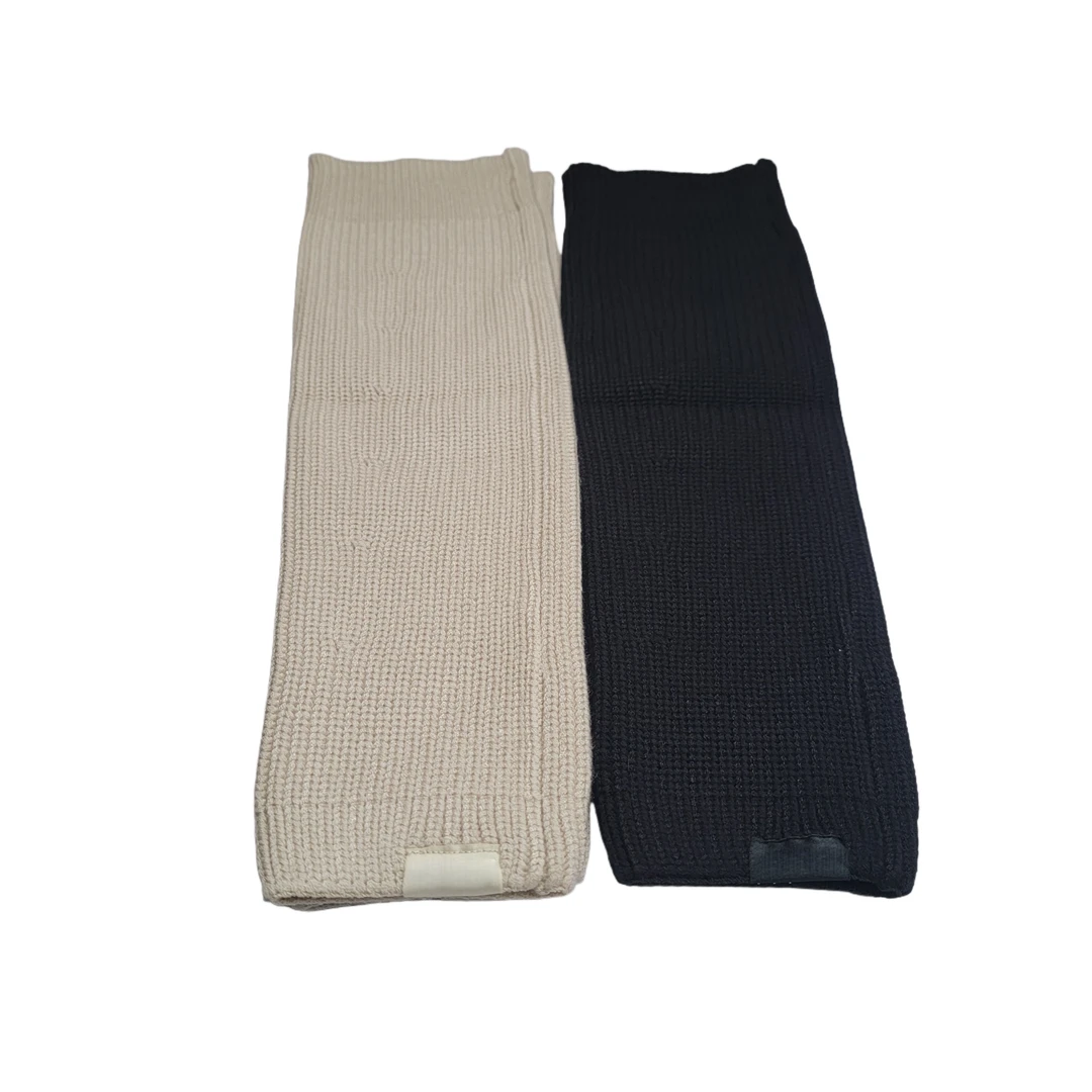 蒙系女士米白黑2色美丽糯螺纹长款保暖套袜腿袜