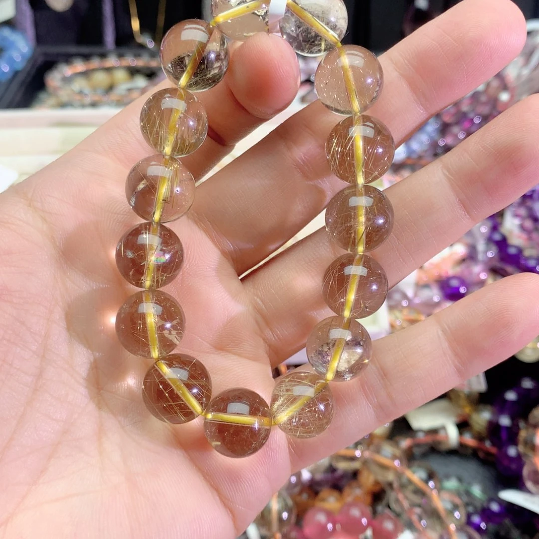 有***光手链未镶嵌水晶发晶手链13+