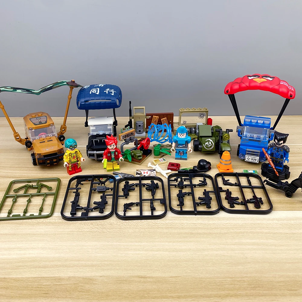 和平精英吃鸡战场人仔5-12岁益智积木汽车赛车小套装儿童男孩玩具