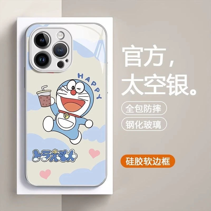 哆啦A梦适用iPhone16promax苹果14保护套13全包12玻璃11女款x防摔
