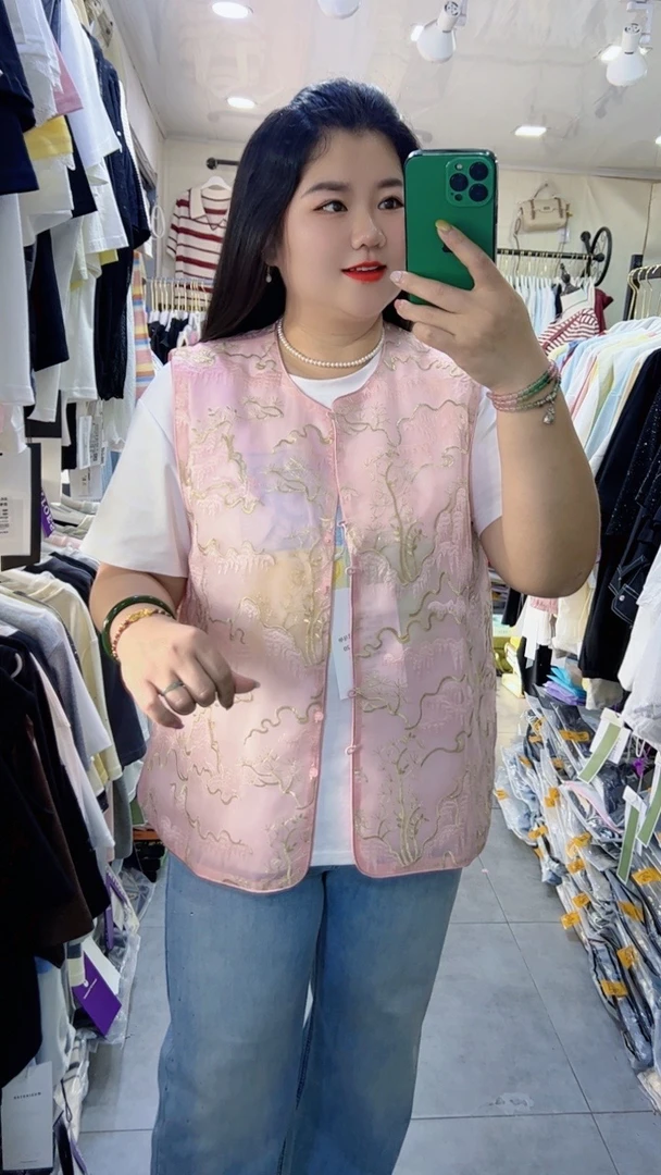 大码国风刺绣马甲