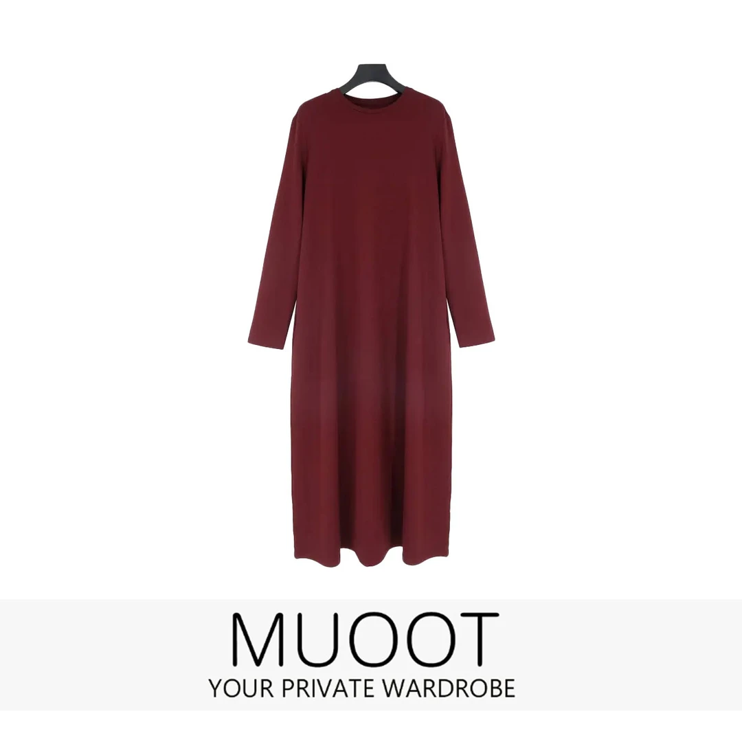 【MUOOT】 秋冬新款轻奢显瘦时尚百搭长款圆领连衣裙 KX2409076