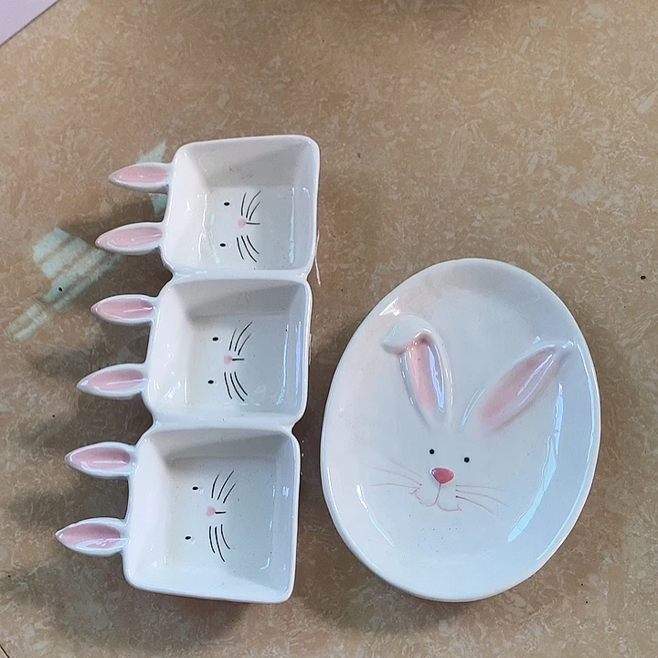 水晶玻璃陶瓷陶瓷陶瓷兔子盘
