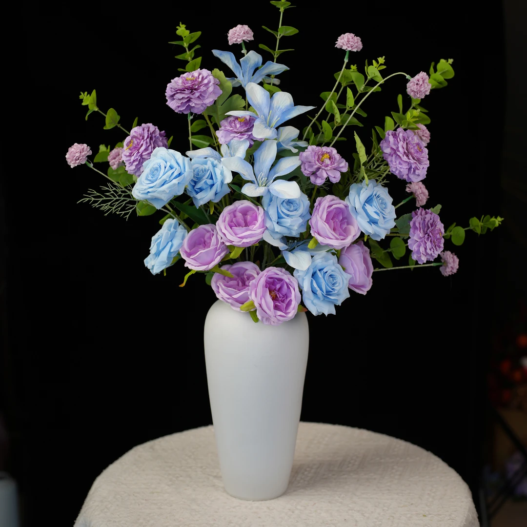 火焰紫蓝仿真花玫瑰假花客厅绿植茶几软装饰落地花艺(散装发货)