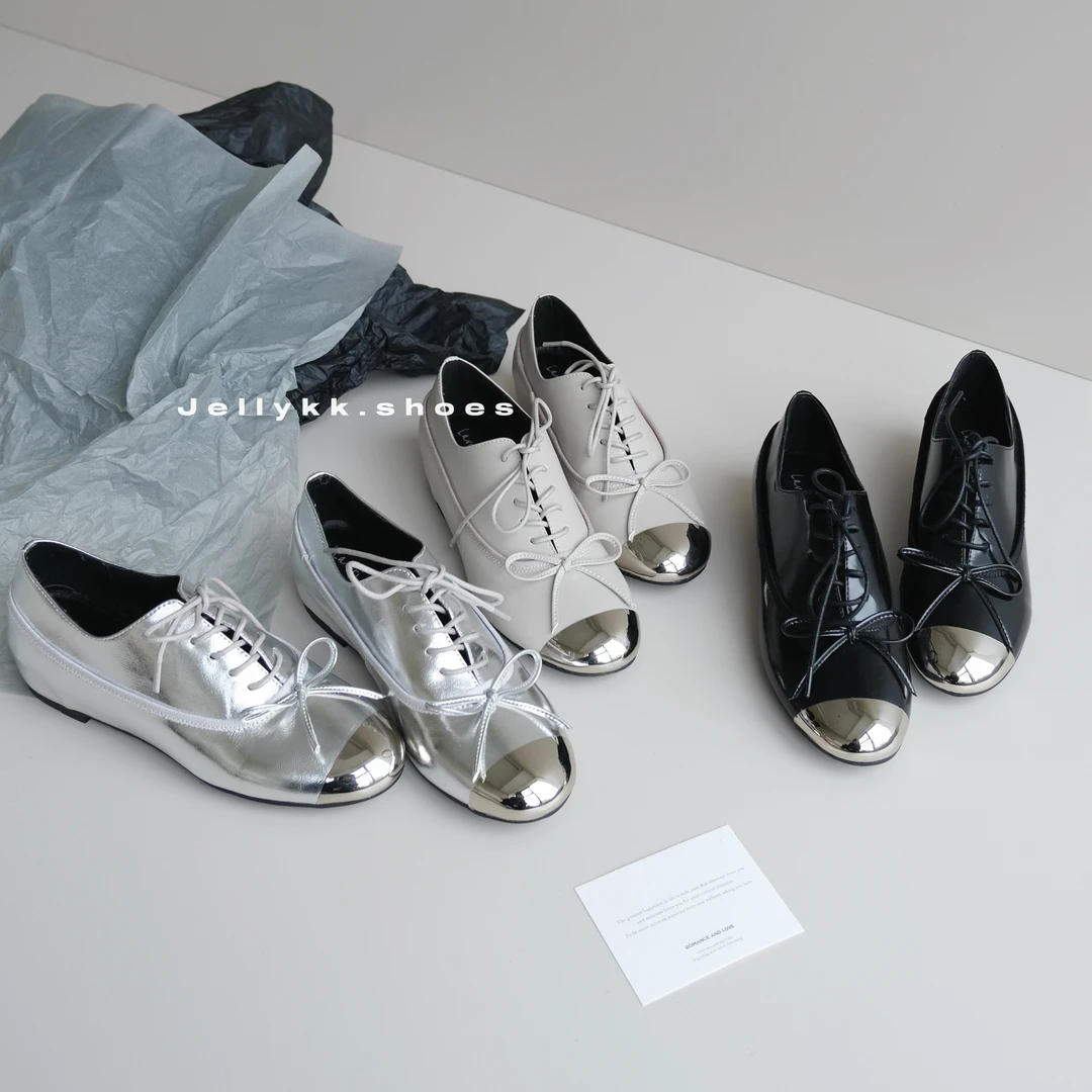 【Jellykk】4cm2025新款博主风百搭ins真皮设计师款蝴蝶结时装单鞋