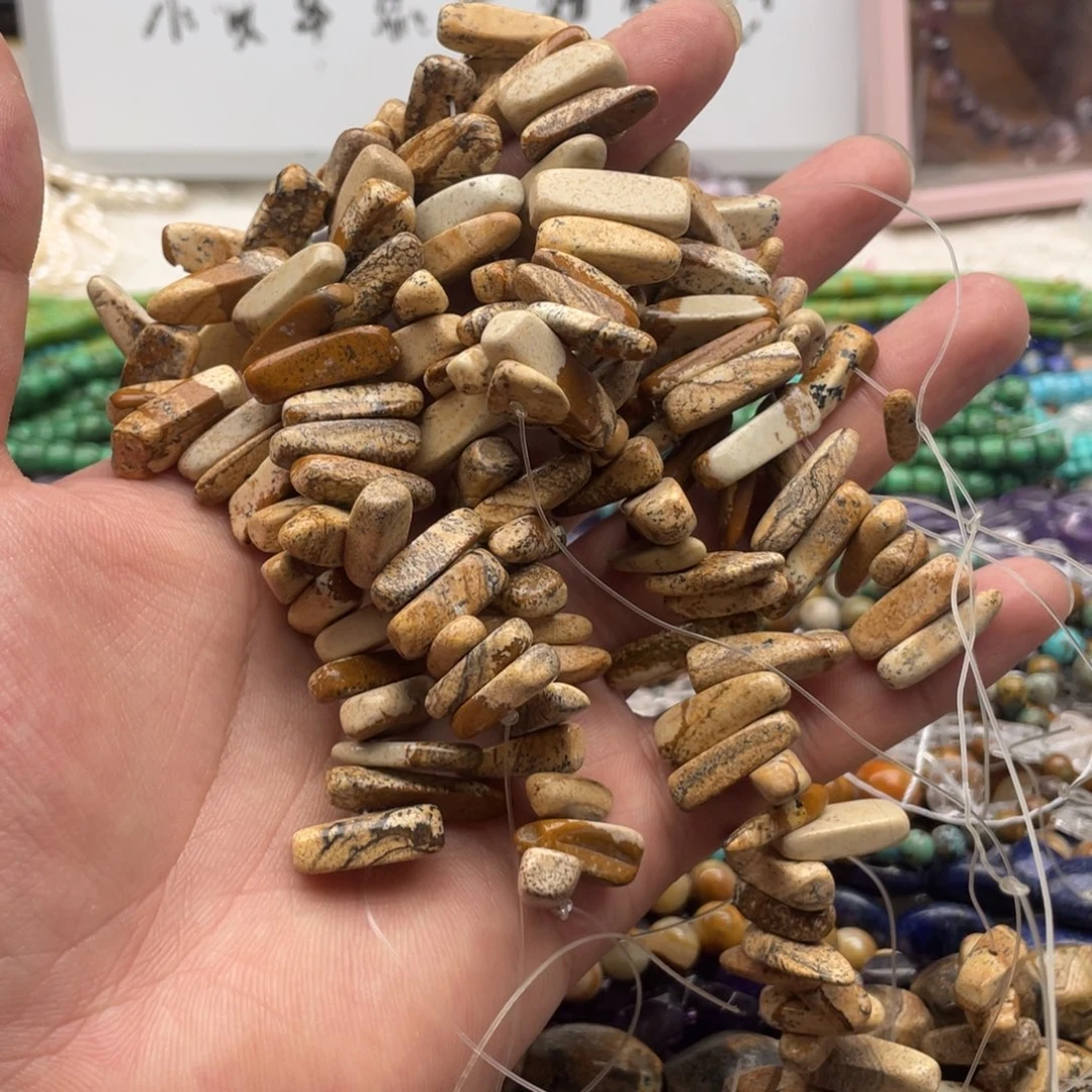 玛瑙/玉髓合金珠宝半成品一个小短条装图画石长牙