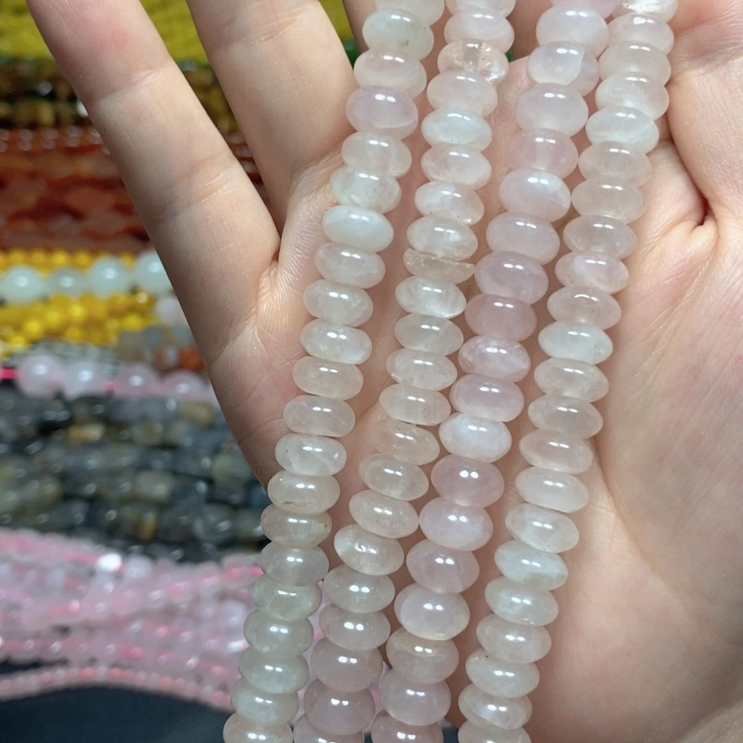 玛瑙/玉髓未镶嵌珠宝半成品粉晶算盘一条卡10mm