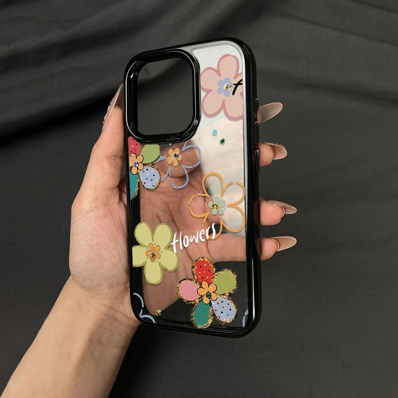 彩色简约花适用iPhone13苹果16promax手机壳15个性14高透12pro小