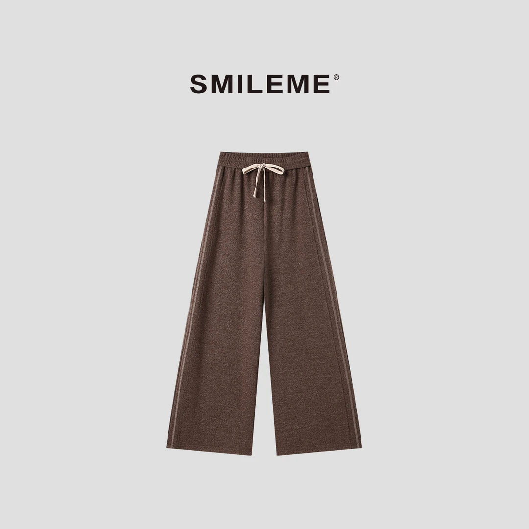3-SMILEME【解压舒服裤】松紧腰垂感阔腿休闲裤R5351015
