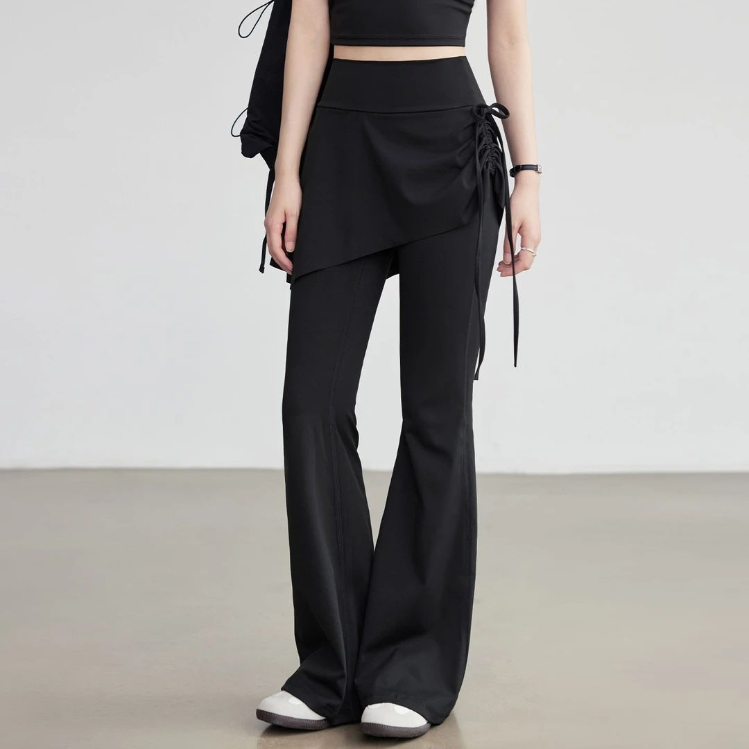 假两件屁帘瑜伽裤瑜伽裙裤跑步健身运动鲨鱼裤速干高弹透气微喇