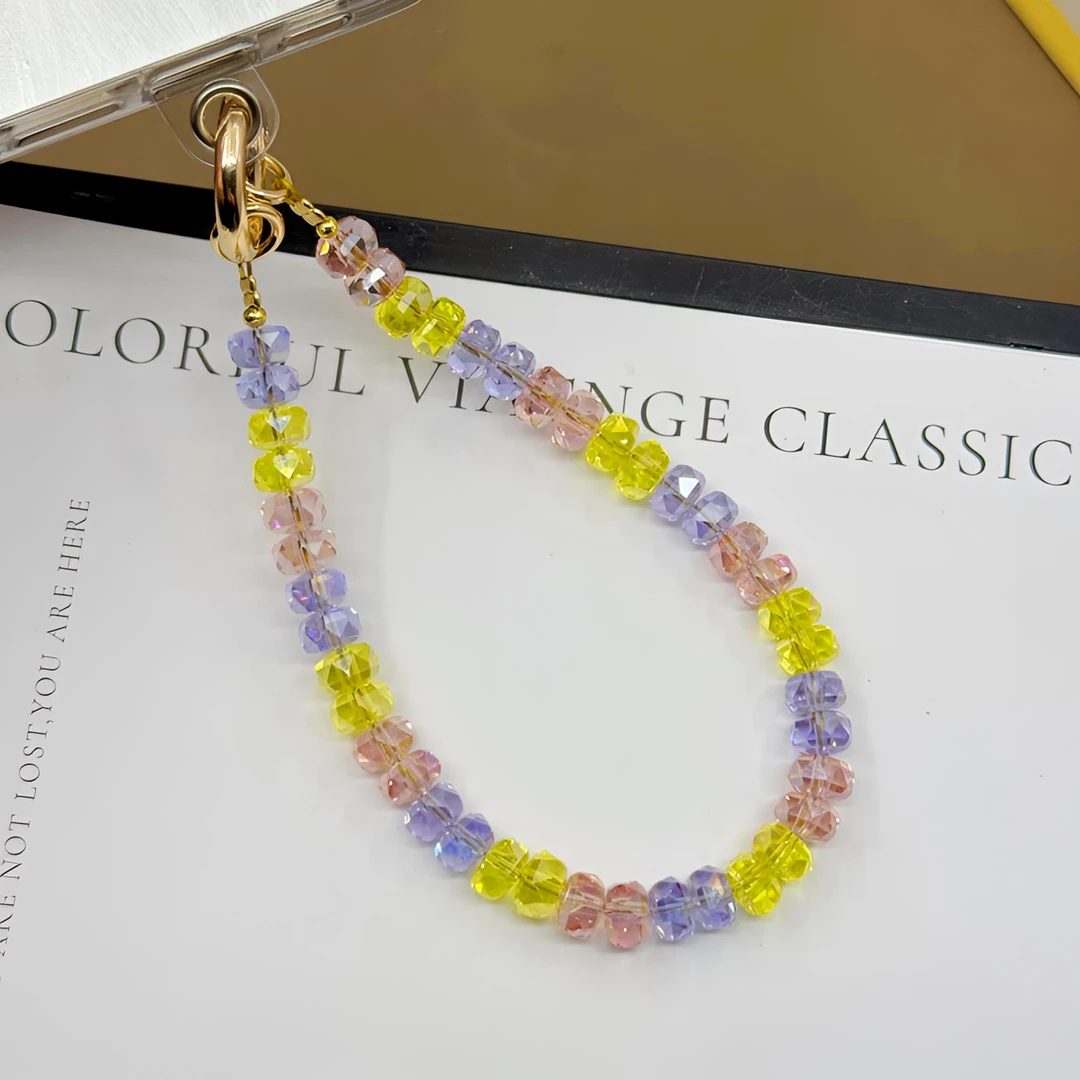 手机挂饰原创短款轻奢彩虹手机链钥匙扣包包挂件挂绳防丢挂饰女士