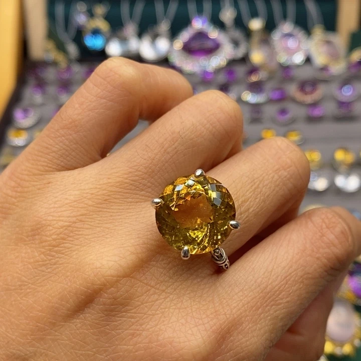 水晶戒指银S925镶嵌埃***。天然水晶戒指