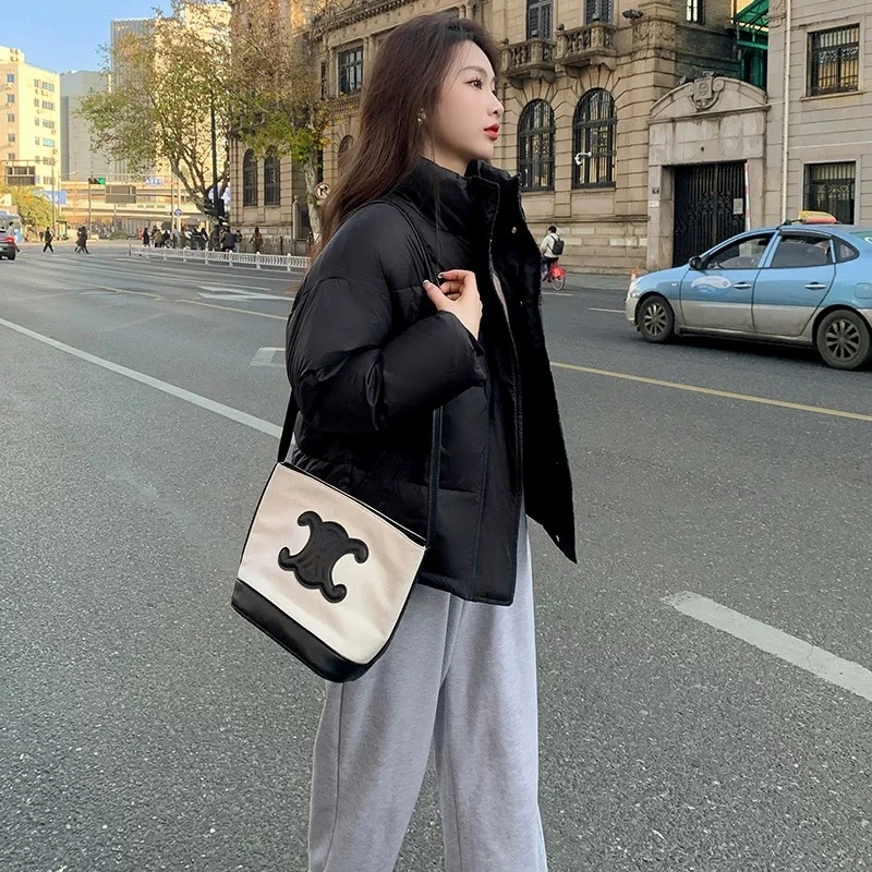 5074 90%白鸭绒羽绒服女冬季新款2025年爆款黑色面包服外套