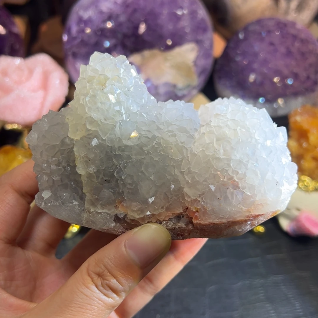 紫晶珠宝半成品未镶嵌4白水晶晶花簇