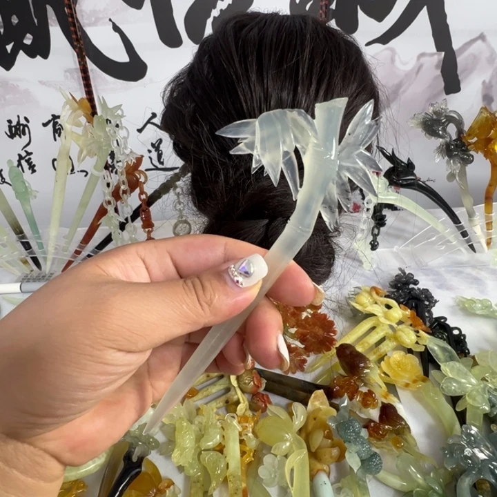 蛇纹石玉未镶嵌发饰