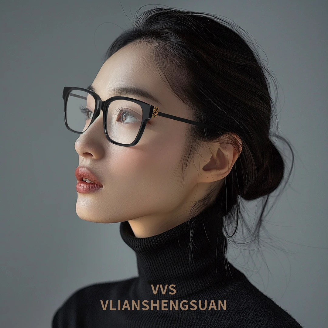 VVS眼镜镜框高级感复古黑框眼镜架时尚百搭方框近视镜框休闲V019