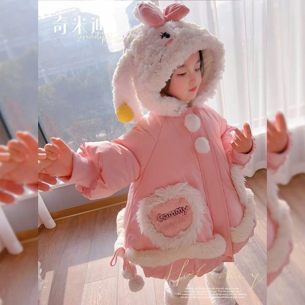 【新疆包邮】新款小童可爱兔子加绒棉衣H389