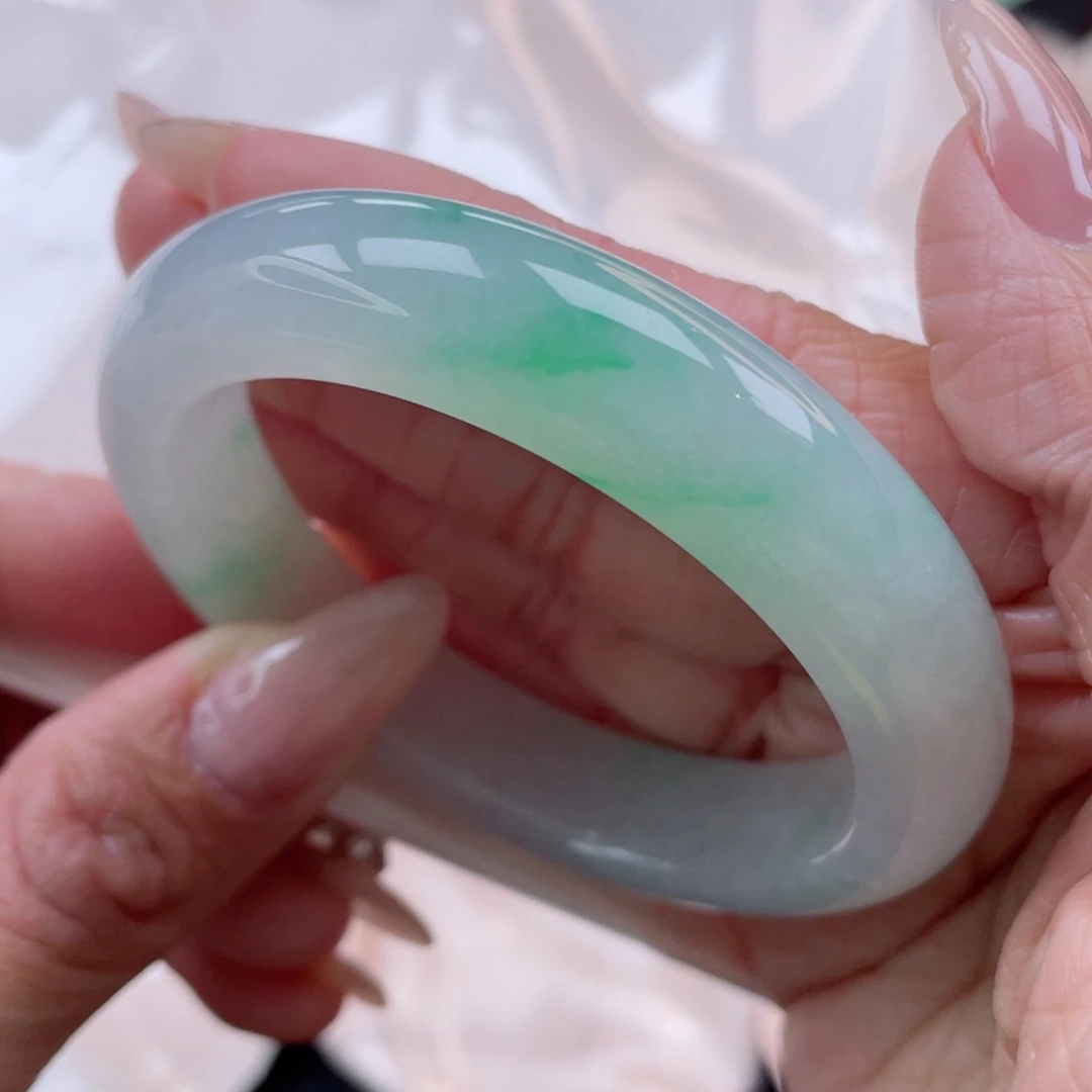 未镶嵌手镯翡翠54.4圈 阳春白雪 干净清爽 44号