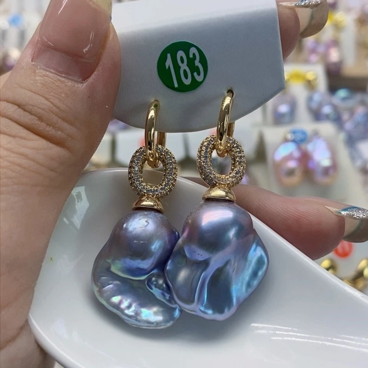 银S925镶嵌耳饰淡水珍珠